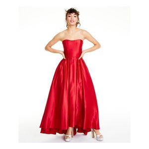 B&A  BY BETSY & ADAM Womens Red Ball Gown Maxi Prom Fit + Flare Dress 4